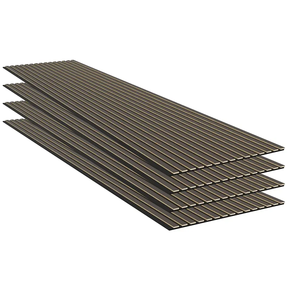 Ps Global Company Panneau Acoustique 11mm - Noyer Foncé - Feutrine Noire - 240x60cm - Lot de 4