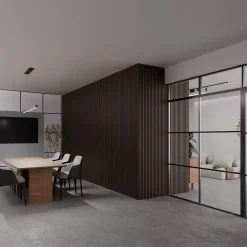 Ps Global Company Panneau Acoustique 11mm - Noyer Foncé - Feutrine Noire - 240x60cm - Lot de 4