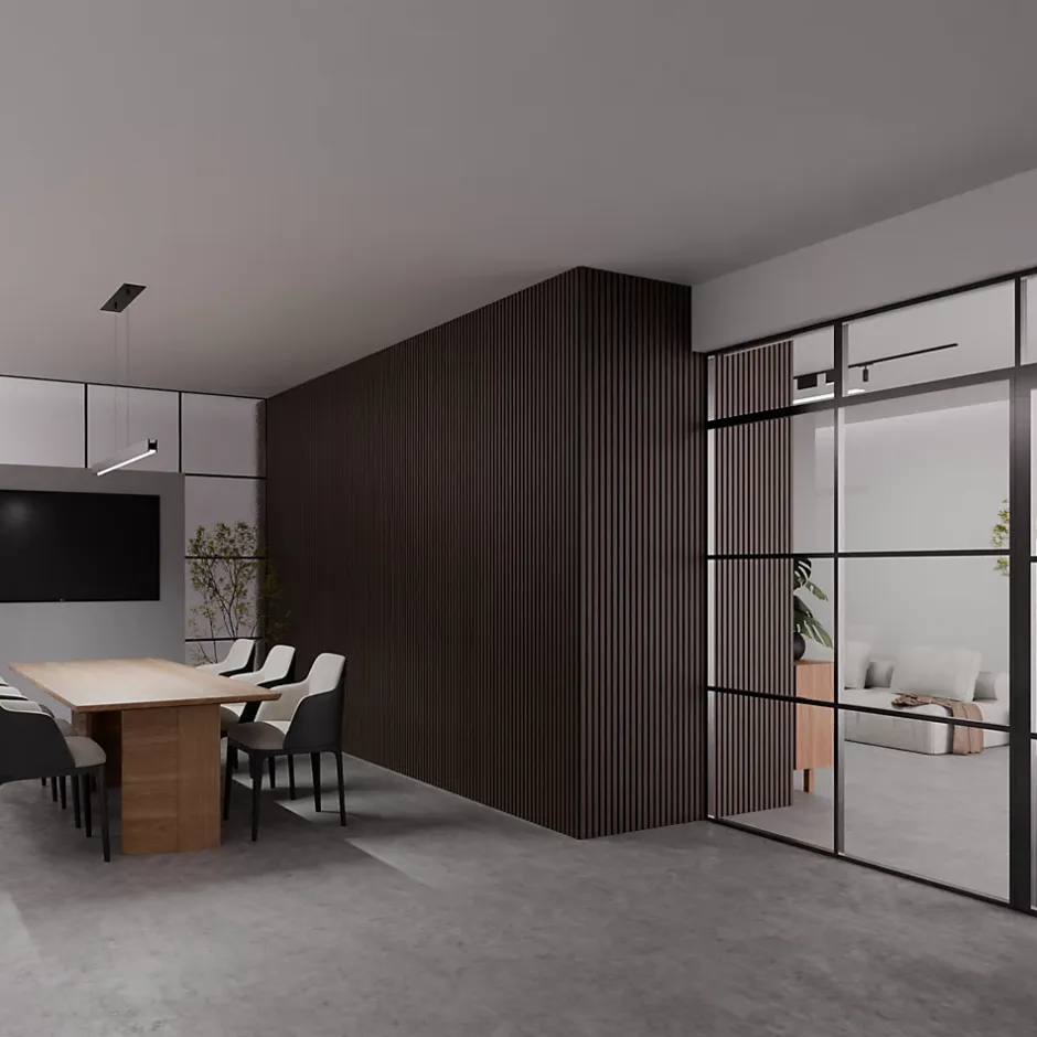 Ps Global Company Panneau Acoustique 11mm - Noyer Foncé - Feutrine Noire - 240x60cm - Lot de 4