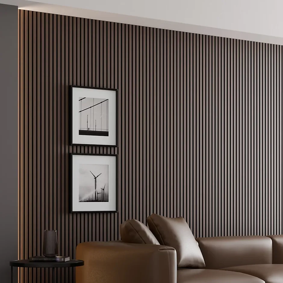 Ps Global Company Panneau Acoustique 11mm - Noyer Foncé - Feutrine Noire - 240x60cm - Lot de 4