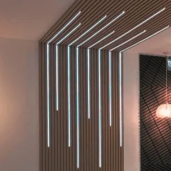 Silamp Panneau Acoustique Mural Tasseaux Noyer, Fond Noir - Échantillon 15x12 cm -