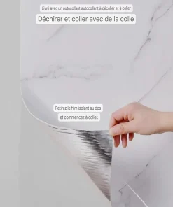 Panneau Adhésif Décoratif Effet Marbre Noir et Blanc 250 x 120 x 0,3 cm-Wall Fashion New