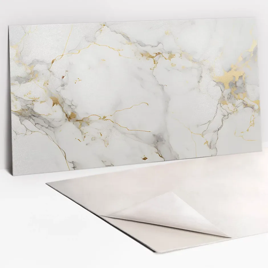 Panneau autocollant 100x50 cm Marbre élégant et or 1 pcs-Tulup Discount