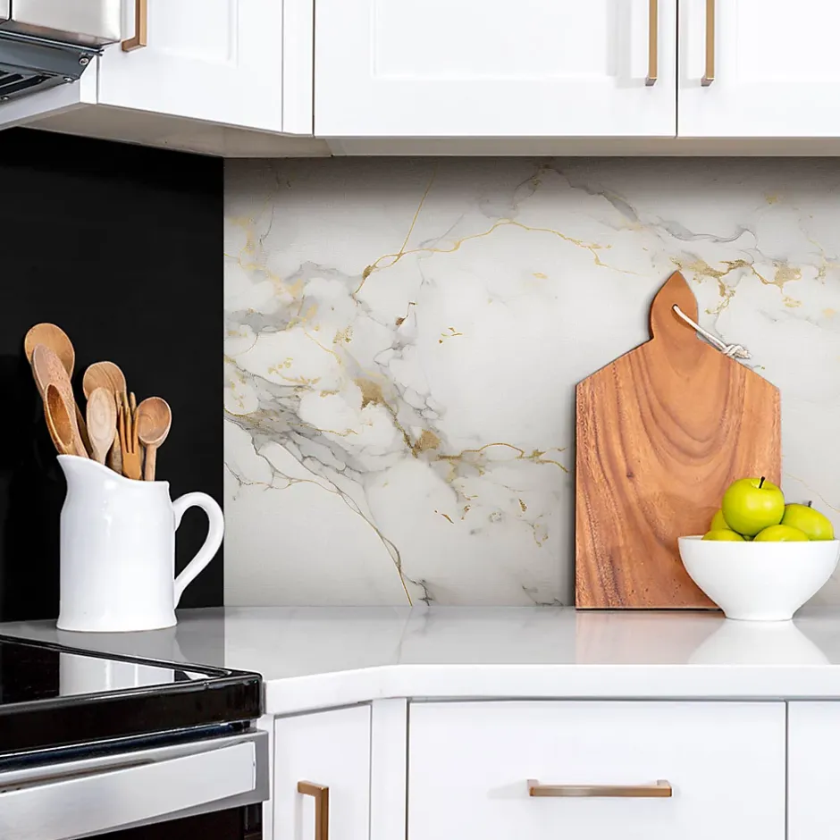 Panneau autocollant 100x50 cm Marbre élégant et or 1 pcs-Tulup Discount