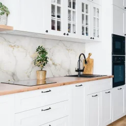 Panneau autocollant 100x50 cm Marbre élégant et or 1 pcs-Tulup Discount