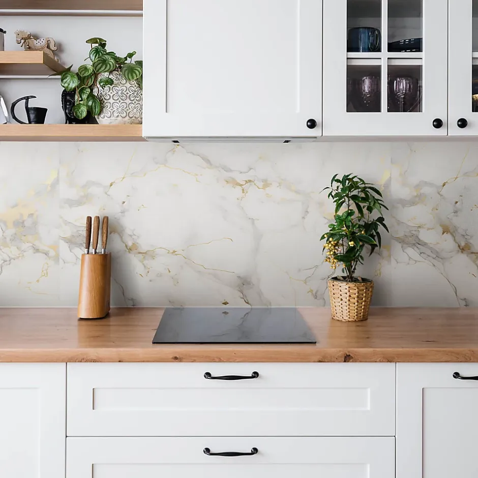 Panneau autocollant 100x50 cm Marbre élégant et or 1 pcs-Tulup Discount