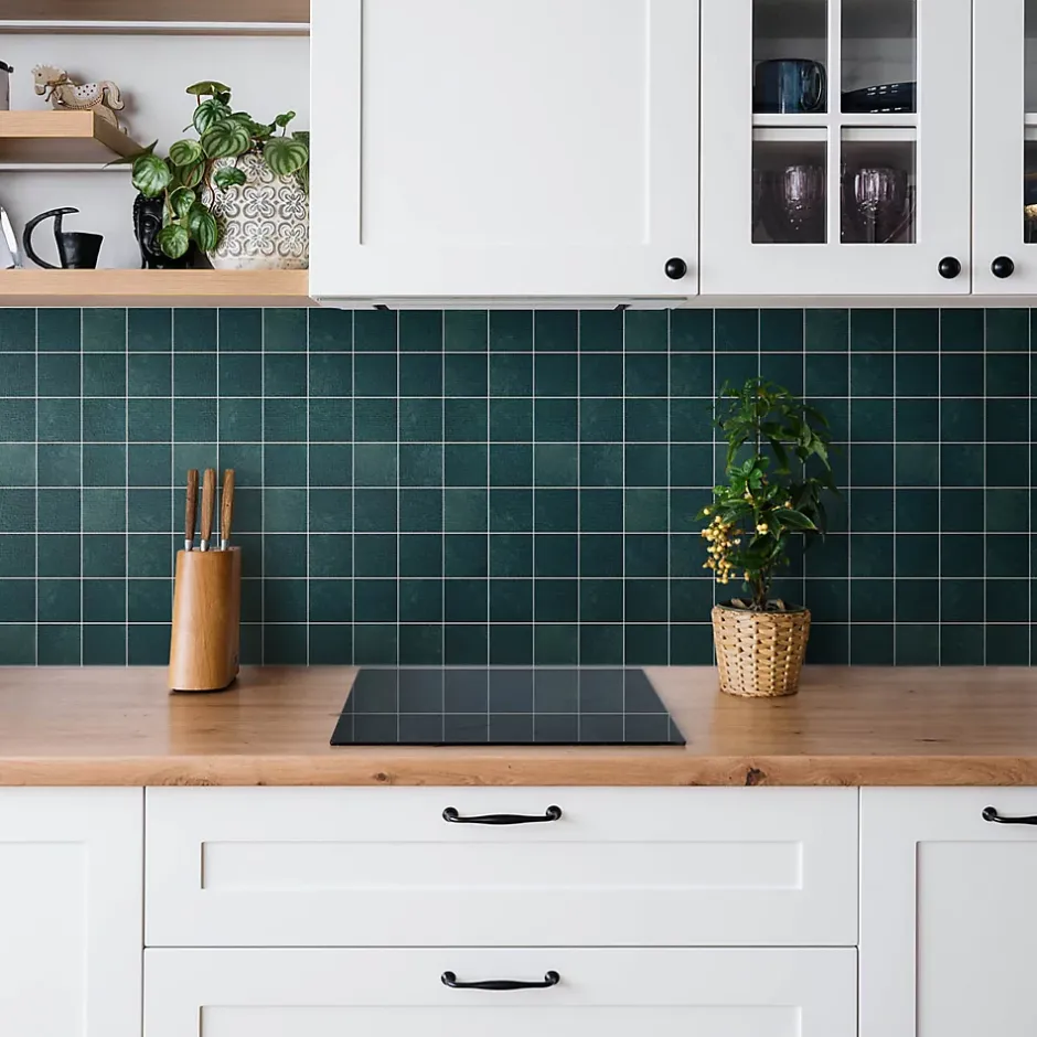 Panneau autocollant 100x50 cm Mosaïque vert bouteille 1 pcs-Tulup Discount