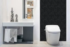 Tulup Panneau autocollant 100x50 cm Sol noir classique 1 pcs