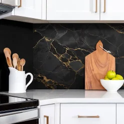 Panneau autocollant 100x50 cm Marbre foncé et or 1 pcs-Tulup Best