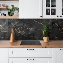 Panneau autocollant 100x50 cm Marbre foncé et or 1 pcs-Tulup Best