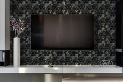 Tulup Panneau autocollant 100x50 cm Feuilles et hexagones 1 pcs