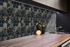 Tulup Panneau autocollant 100x50 cm Feuilles et hexagones 1 pcs