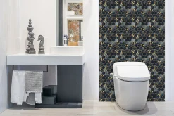 Tulup Panneau autocollant 100x50 cm Feuilles et hexagones 1 pcs