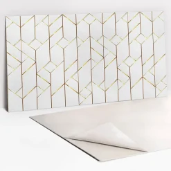 Tulup Panneau autocollant 100x50 cm Lignes dorées à la mode 1 pcs