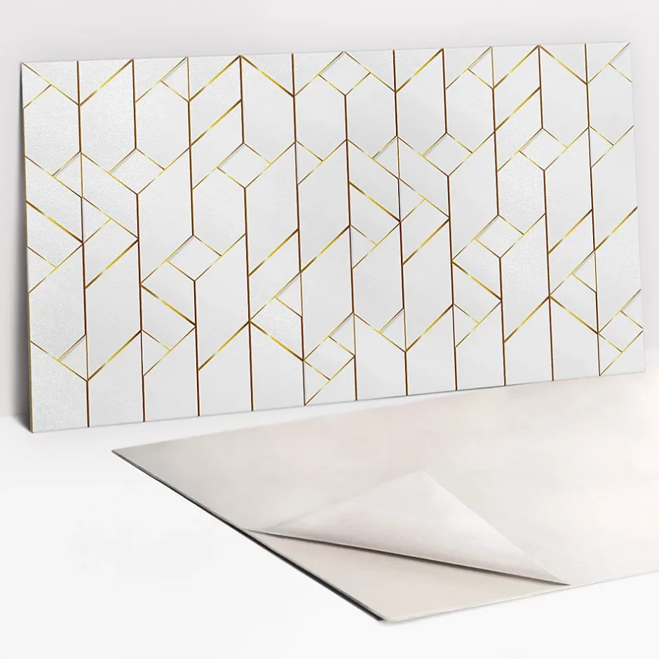 Tulup Panneau autocollant 100x50 cm Lignes dorées à la mode 1 pcs