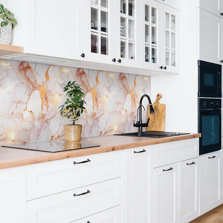 Panneau autocollant 100x50 cm marbre doré 1 pcs-Tulup Clearance