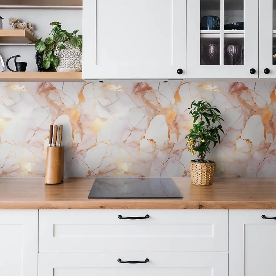 Panneau autocollant 100x50 cm marbre doré 1 pcs-Tulup Clearance