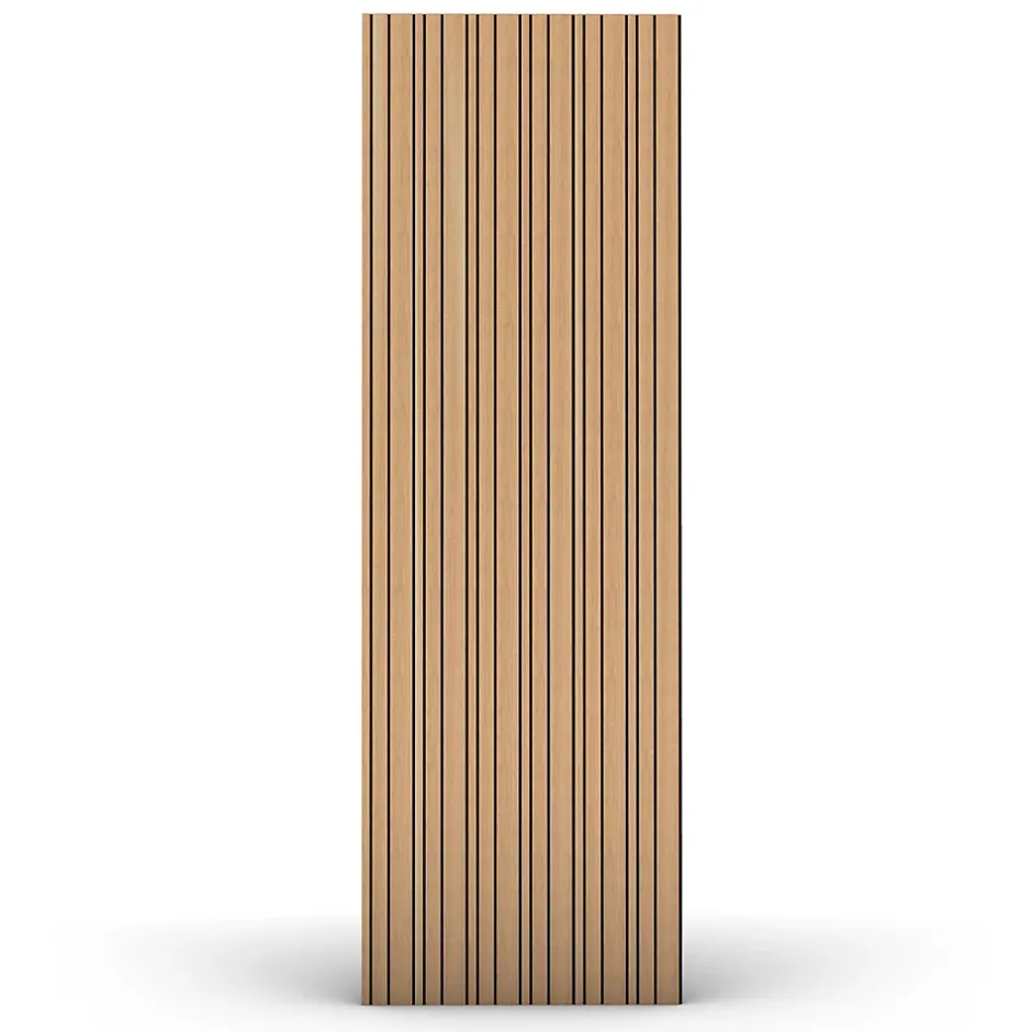 Foge Panneau Boa en MDF fond noir, tasseaux décor chêne Saragosse L. 280 x l 90 cm, ép. 2,1 cm