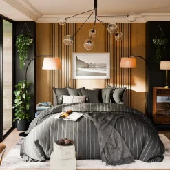 Panneau décoratif à lamelles Python en mdf imitation chêne fond noir 275X60 cm-Radex Outlet