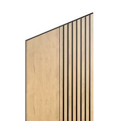 Panneau décoratif à lamelles Python en mdf imitation chêne fond noir 275X60 cm-Radex Outlet