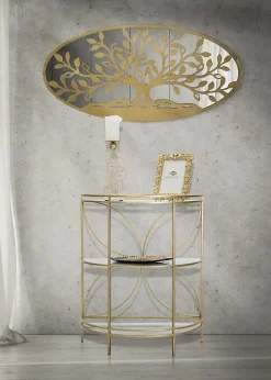 Mauro Ferretti Panneau décoratif 3D en métal doré et miroir arbre cm 120x2x60