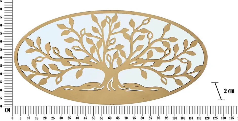 Mauro Ferretti Panneau décoratif 3D en métal doré et miroir arbre cm 120x2x60