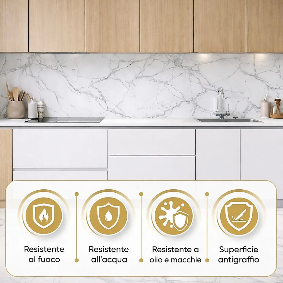 Divina Home Panneau décoratif en grès cérame effet marbre, lot de 6 pièces, revêtement mural PVC 4,3 m², finition UV, 120x60 cm, marbre gris