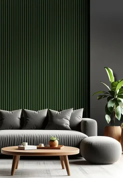 Panneau décoratif fraisé Serval vert foncé L.280x l.60cm Ep. 1,5cm-Foge Clearance