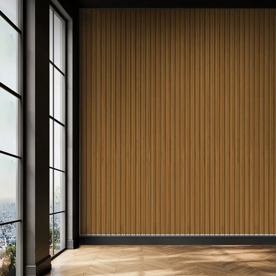 Panneau décoratif fraisé Serval effet noyer L.280x l.60cm Ep. 1,5cm-Foge Outlet