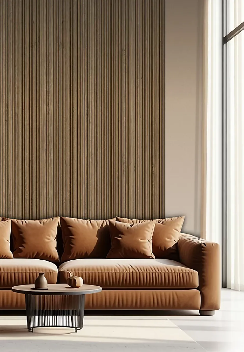 Panneau décoratif fraisé Serval effet noyer L.280x l.60cm Ep. 1,5cm-Foge Outlet