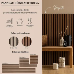 Atmosphera Créateur D'Intérieur Panneau décoratif mural Colva beige fond noir 240x60cm - Atmosphera