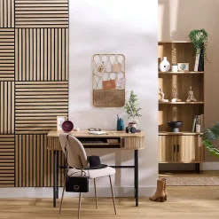 Panneau décoratif mural Colva beige fond noir 60x60cm - Atmosphera-Atmosphera Créateur D'Intérieur Best