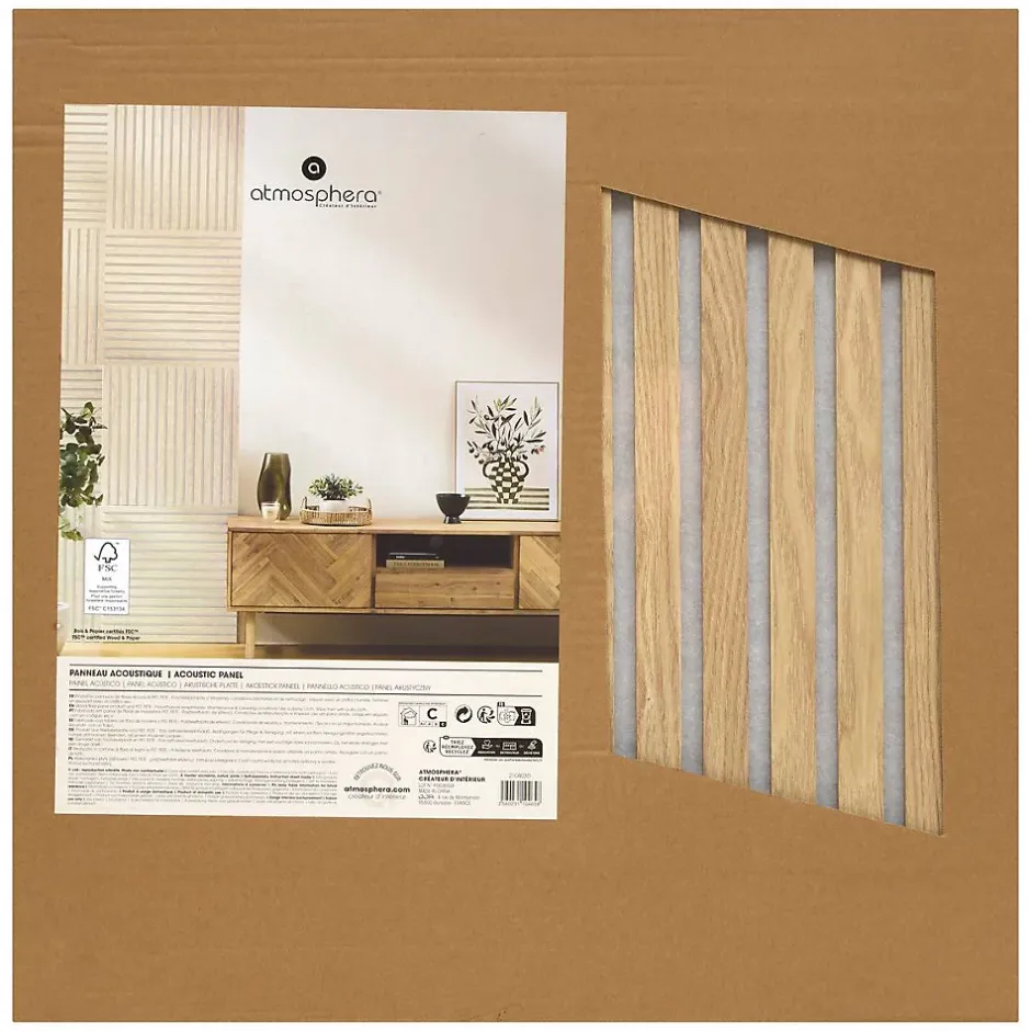 Panneau décoratif mural Colva beige fond gris 60x60cm - Atmosphera-Atmosphera Créateur D'Intérieur New