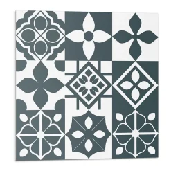 Panneau Décoratif 50x50 cm Motifs Géométriques En Carreaux 4 pièces-Wallfluent