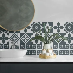 Panneau Décoratif 50x50 cm Motifs Géométriques En Carreaux 4 pièces-Wallfluent