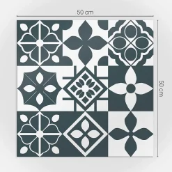 Panneau Décoratif 50x50 cm Motifs Géométriques En Carreaux 4 pièces-Wallfluent