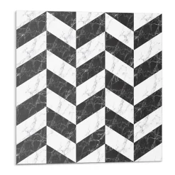 Wallfluent Panneau Décoratif 50x50 cm Motif À Chevrons En Marbre 4 pièces