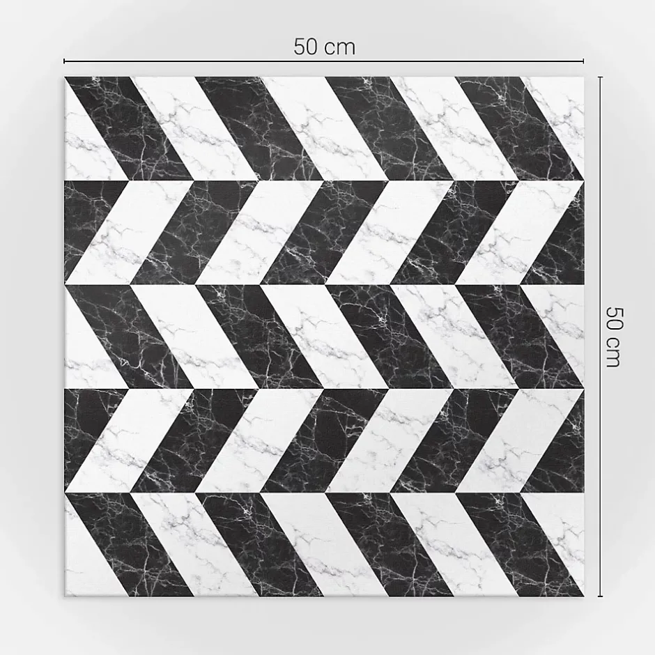 Wallfluent Panneau Décoratif 50x50 cm Motif À Chevrons En Marbre 4 pièces
