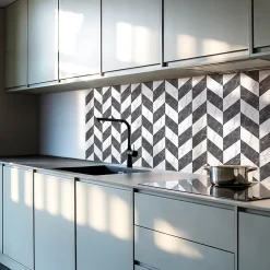 Wallfluent Panneau Décoratif 50x50 cm Motif À Chevrons En Marbre 4 pièces