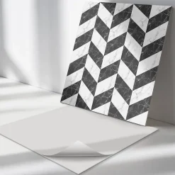 Wallfluent Panneau Décoratif 50x50 cm Motif À Chevrons En Marbre 4 pièces