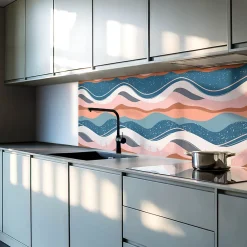 Wallfluent Panneau Décoratif 50x50 cm Vagues Aux Motifs Abstraits 4 pièces