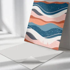 Wallfluent Panneau Décoratif 50x50 cm Vagues Aux Motifs Abstraits 4 pièces