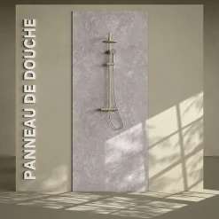 Mon Marché Déco Panneau Douche PVC Béton - L. 240 x l. 100 x ép. 1 cm