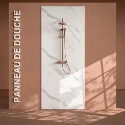 Mon Marché Déco Panneau Douche PVC Marbre Calacatta - L. 240 x l. 100 x ép. 1 cm