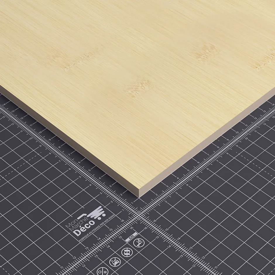 Mon Marché Déco Panneau MDF Plaqué - Bambou - 60 x 60 cm