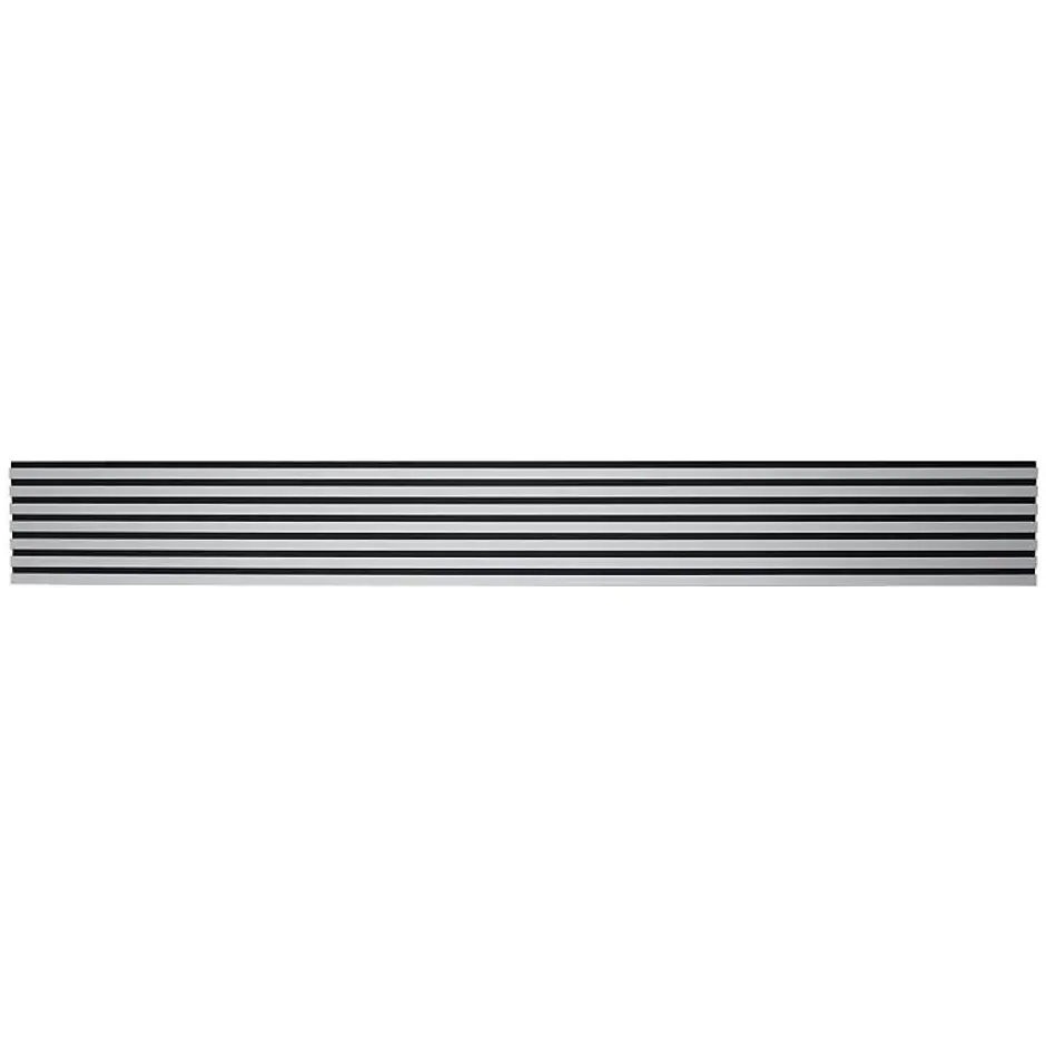 Decoon Panneau mural acoustique tasseaux bois 250 x 30 x 1,9 cm - Lamelles placage gris fond noir - 0,75m²