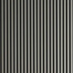 Decoon Panneau mural acoustique tasseaux bois 250 x 30 x 1,9 cm - Lamelles placage gris fond noir - 0,75m²