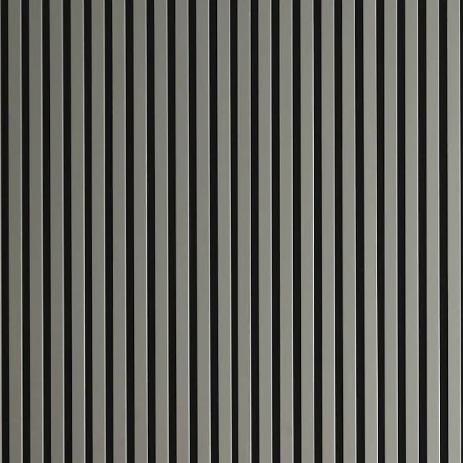 Decoon Panneau mural acoustique tasseaux bois 250 x 30 x 1,9 cm - Lamelles placage gris fond noir - 0,75m²