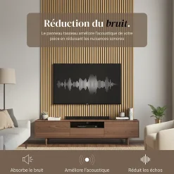 Panneau mural acoustique tasseaux MDF placage chêne véritable , L.267 cm x l.57,25 cm x Ep. 19 mm-Wood&Sens Hot