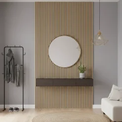 Panneau mural acoustique tasseaux MDF placage chêne véritable , L.267 cm x l.57,25 cm x Ep. 19 mm-Wood&Sens Hot